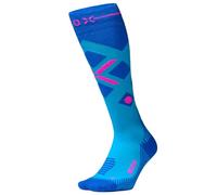 STOX Energy Socks Ski Socks for Women, Merino Wool Compression Socks, Womens Ski and Snowboard Thermal Socks, Long Winter Sport Socks, Ankle and Calf Support, Anti Blister - Turquoise/Pink