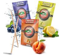 Stoxser 450 x Toothpicks with Flavour, Pack of 3, Blueberry and Lemon, Lemon and Peach Flavour Revolution Toothpicks, Taste, No Chewing Gum, Supportive to Toothpaste, Dental Floss, Sugar-Free