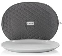 STOZU Platter Storage Case - 20" x 15" with Padded Interior and Label Holder - Gray - China Storage Containers for Plates and Charges