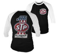 STP Officially Licensed American No. 1 Baseball 3/4 Sleeve T-Shirt (White-Black), X-Large