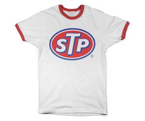 STP Officially Licensed Classic Logo Ringer Mens T-Shirt (White-Red), XX-Large