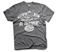 STP Officially Licensed Oil Treatment Distressed Mens T-Shirt (Dark Grey), Large