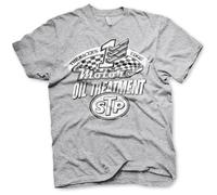 STP Officially Licensed Oil Treatment Distressed Mens T-Shirt (Heather Grey), Medium