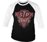 STP Power Baseball 3/4 Sleeve Tee T-Shirt White-Black