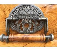 St Pancras Traditional Toilet Roll Holder Cast Iron Wooden Roller Victorian Railway Station Vintage Design Wall Mounted Loo Roll Holder Eurostar George Gilbert Scott Midland Railways Midland Hotel