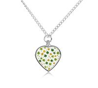Stpatrick's Day Ireland Clovers Locket Urn Necklace Cremation Jewelry | Pet Cremation Necklaces For Ashes,Heart Pendant Memorial Jewelry