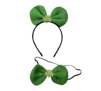 StPatricks Holiday Theme Headband Necktie for Adult Kids All Age Nonslip Shamrock Headband Clovers Hair Hoop for Festiva