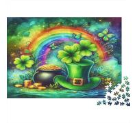 StPatricksDayArt 1000 Piece St Patrick's Day Rainbow Art Jigsaws Puzzles for Adults And Kids Family Educational Games 1000 Pieces Stress Reliever Challenge High Difficulty 38x26cm/1000pcs