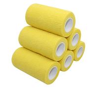 STpro Crepe Bandage 10cm Elastic Bandage Cohesive Bandages Waterproof Bandage Vet Wrap Support Bandage Cohesive Support Bandage Vets Tape Self Adhesive Bandage (6 Rolls, Yellow)