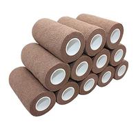 STpro Crepe Bandage 10cm x 12 Rolls Dark Skin Elastic Bandage Cohesive Bandages Waterproof Bandage Vet Wrap Support Bandage Cohesive Support Bandage Vets Tape Self Adhesive Bandage