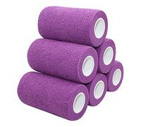 STpro Crepe Bandage 10cm x 6 Rolls Purple Elastic Bandage Cohesive Bandages Waterproof Bandage Vet Wrap Support Bandage Cohesive Support Bandage Vets Tape Self Adhesive Bandage
