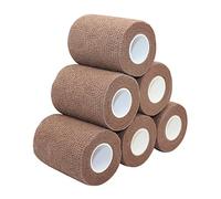 STpro Crepe Bandage Elastic Bandage Cohesive Bandages 7.5cm x 6 Rolls Dark Skin Waterproof Bandage Vet Wrap Support Bandage Cohesive Support Bandage Vets Tape Self Adhesive Bandage