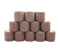 STpro Crepe Bandage Roll Elastic Bandage Cohesive Bandages 5cm x 12 Rolls Dark Skin Waterproof Bandage Vet Wrap Vets Tape Support Bandage Self Adhesive Bandage