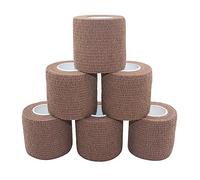 STpro Crepe Bandage Roll Elastic Bandage Cohesive Bandages 5cm x 6 Rolls Dark Skin Waterproof Bandage Vet Wrap Vets Tape Support Bandage Self Adhesive Bandage