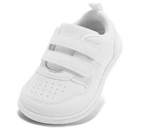 STQ Barefoot Shoes Wide Boys Girls Trainers Toddler School First Walking Baby Infant Lightweight for Football Kid Running Child with Non-Slip Soft Tennis Prewalker Sneakers Outdoor All White Size 7
