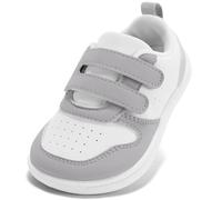 STQ Barefoot Shoes Wide Boys Girls Trainers Toddler School First Walking Baby Infant Lightweight for Football Kid Running Child with Non-Slip Soft Tennis Prewalker Sneakers Outdoor Grey White Size 7
