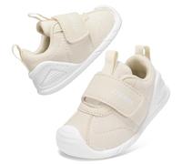 STQ KIDS Baby First Walking Shoes Toddler Barefoot Trainers Kids Boy Girls Lightweight Pre Walker Infant Sneaker Beige 18-24 Months Size 6 Wide Width