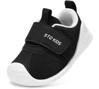 STQ KIDS Baby First Walking Shoes Toddler Barefoot Trainers Kids Boy Girls Lightweight Pre Walker Infant Sneaker Black 6-9 Months Size 3 Wide Width