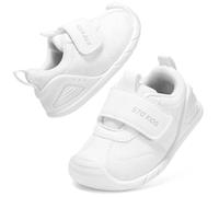 STQ KIDS Baby First Walking Shoes Toddler Barefoot Trainers Kids Boy Girls Lightweight Pre Walker Infant Sneaker White 9-12 Months Size 4 Wide Width