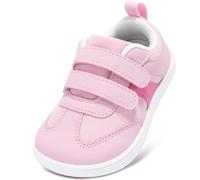 STQ KIDS Boys Girls Toddler Barefoot Trainers Kids First Walking Shoe Wide Toe Box Zero Drop Lightweight Non Slip School Shoes with Hook and Loop Casual Sports Tennis Sneaker Water Pink UK 7 / T7