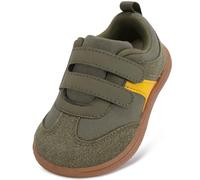 STQ KIDS Boys Girls Toddler Barefoot Trainers Kids School Shoes Wide Toe Box Hook and Loop Zero Drop First Walking Shoe Lightweight Non Slip Casual Sports Running Tennis Sneaker Khaki UK 4 / I4
