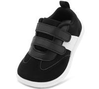 STQ KIDS Boys Trainers Toddler Wide Toe Box School Shoes Lightweight Barefoot Kid First Walking Shoe Casual Comfort Running Tennis Sneaker Classical Black White 8 UK Toddler