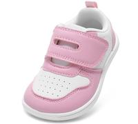 STQ KIDS Girls Trainers Toddler Wide Toe Box Barefoot Shoes Zero Drop Baby First Walking Shoe Lightweight Soft School Running Tennis Sneaker Daycare Sports Pink White 4 UK Infant