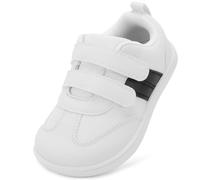 STQ KIDS Toddler Wide Toe Box School Shoes Boys Girls Trainers Zero Drop Baby Barefoot First Walking Shoe Lightweight Non Slip Running Tennis Sneaker Cloud White 4 UK Infant