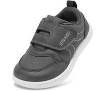 STQ KIDS Wide Boys Trainers Non Slip Toddler Barefoot Shoes Lightweight Kids First Walking Shoe Zero Drop Dark Grey UK 9 / T9