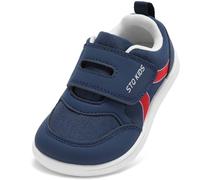 STQ KIDS Wide Toddler Boys Trainers Non Slip Kids Barefoot Shoes Lightweight Baby First Walking Shoes with Hook and Loop Navy UK 7 / T7
