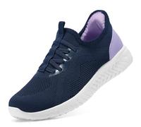 STQ Slip on Trainers Women Comfortable Nurse Nursing Shoes Lightweight Womens Trainers for Walking Work Navy Purple UK 5