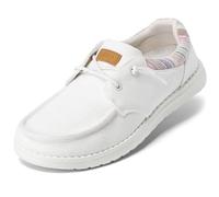 STQ Slip On Trainers Women Loafers Canvas Shoes Walking Moccasins Wide Ladies Casual Orthopedic Fashion Memory Foam Comfortable Driving Sneakers Work Breathable Low-top Arch Support White Size 7