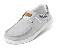 STQ Slip On Trainers Women Loafers Canvas Shoes Walking Moccasins Wide Ladies Casual Orthopedic Fashion Memory Foam Comfortable Driving Sneakers Work Lightweight Low-top Arch Support Grey Size 5