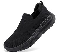 STQ Slip on Trainers Women Orthopedic Walking Shoes Arch Support Sneakers Lightweight Comfortable Mesh Memory Foam Tennis for Plantar Fascitis Nursing All Black 4.5 UK/6.5 US