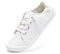 STQ Slip on Trainers Women Sneakers Canvas Walking Shoes Ladies Orthopedic Arch Support Memory Foam Low Top Footwear Non-Slip Plimsolls Fashion Comfort Gym White UK 5.5 / US 7.5