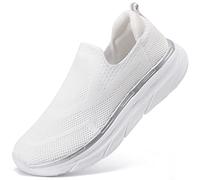 STQ Slip on Trainers Women Walking Orthopedic Shoes Memory Foam Sneakers Arch Support Mesh Tennis Lightweight Plantar Fascitis Whtie UK 6 White