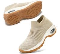 STQ Slip on Trainers Womens Office Works Shoes Breathable Sneakers Arch Support Walking Shoes Intellectual Nude 3.5 UK