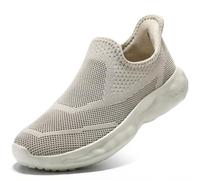 STQ Trainers for Womens Shoes Lightweight Ladies Walking Shoes with Memory Foam Light Grey Pink 6.5 UK