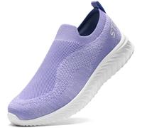 STQ Womens Slip on Trainers Memory Foam Walking Shoes Casual Fashion Outdoor Ladies Sneaker Mix Light Purple 4 UK