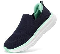 STQ Womens Trainers Walking Shoes Non Slip Tennis Memory Foam Arch Support Orthopedic Training Mesh Lightweight Fashion Sneakers for Nurse Outdoor Workout Gym Navy Teal 4.5 UK/6.5 US