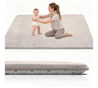 Stqyeiw 2cm Thick Play Mat for Floor 160 x 180 cm Foldable Playpen Mat with Non-Slip Cream