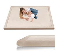 Stqyeiw Large Kids Crawling Play Mat 120 x 120 cm Cream Baby Play Mat, Large Thick Foam Playmat 3cm Memory Foam Mat Non Slip for Children Toddlers Babies Tummy Time Training Early Walking Playpen Mat