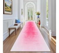 Stqyeiw Long Hallway Runner Rug 90 x 300 cm Pink Non Slip Washable Kitchen Rug Hall Runner Corridor Rugs Floor Mat Narrow Heavy Duty Carpet Runner for Entryway Hallways Kitchen Laundry Room