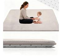 Stqyeiw Play Mat for Floor 3cm Thick, 120 x 120 cm Cream Crawling Mat, Coral Velvet Rug for Living Room, Bedroom, with Non-slip Backing, Mats for Floor Play