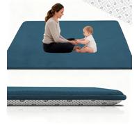 Stqyeiw Play Mat for Floor 3cm Thick, 160 x 160 cm Sky Blue Crawling Mat, Coral Velvet Rug for Living Room, Bedroom, with Non-slip Backing, Mats for Floor Play