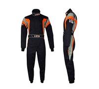STR Podium Race Suit Single Layer SFI 3.2 A/1 Approved and Proban Treated - Ideal for Oval Racing, Stock Car (Black/Orange/Silver, EU54)