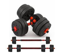 Straame 20KG Adjustable Dumbbell & Barbell Weight Set with Foam-Padded Connector. Free Weights for Home Gym, Strength Training, Non-Slip TPR Grips, PE Shell Plates, Compact Storage
