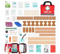 Straame 309 Piece First Aid Kit, Red Emergency Medical Set for Car & Travel | Internal compartments, plasters, dressings, gloves, scissors, blanket, whistle and CPR respirator for simple emergency access