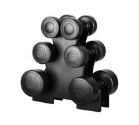 Straame Dumbbell Set with Carry Rack, 1kg, 2kg, 3kg Pairs, 6x Black Weights | Non-slip grips and sweat-resistant coating for strength, toning and cardio workouts while the compact stand keeps floors tidy