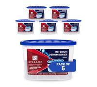 Straame Interior Dehumidifier 500ml, Moisture Absorber Crystals, Pack of 5 | No-electric design absorbs moisture for 4-6 weeks, helping reduce condensation, musty smells, mould & mildew in indoor spaces